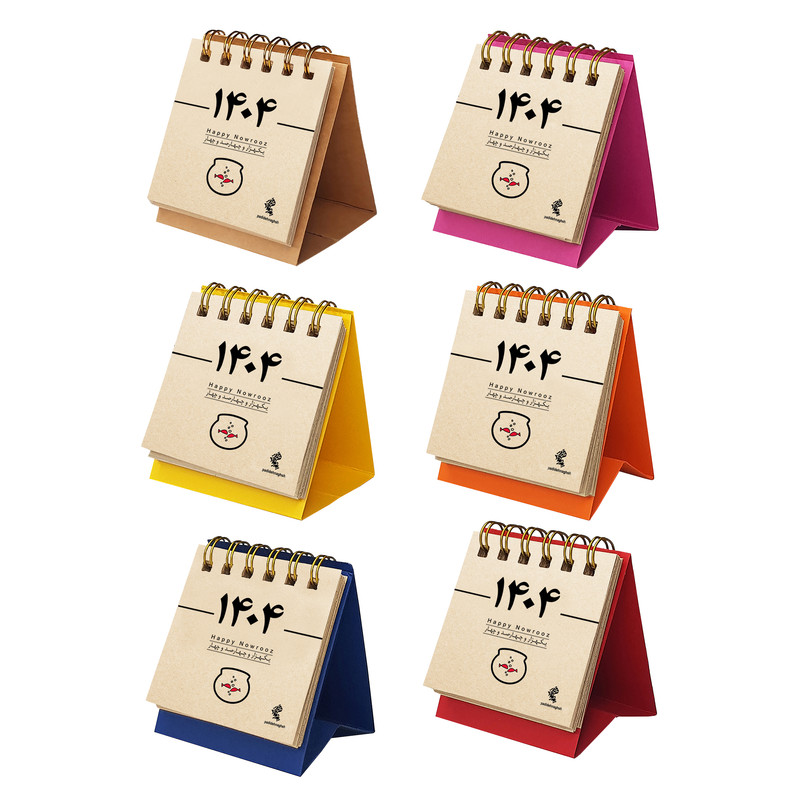 تقویم رومیزی سال1404 پدیده نقش مدل tiny پایه رنگی بسته 6 عددی