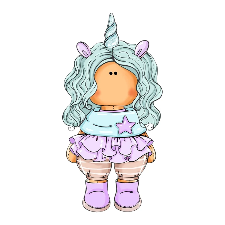 استیکر پارچه و لباس پاد آفرین مدل کارتونی کیوت عروسکی دخترانه کد S5208