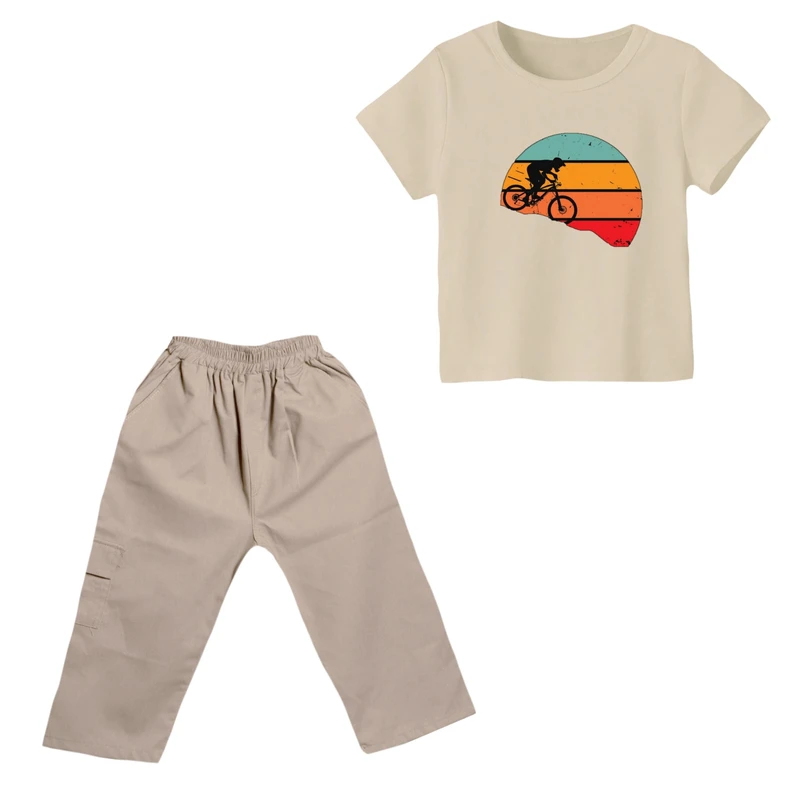 ست تی شرت و شلوارک دخترانه مدل دوچرخه کد 01