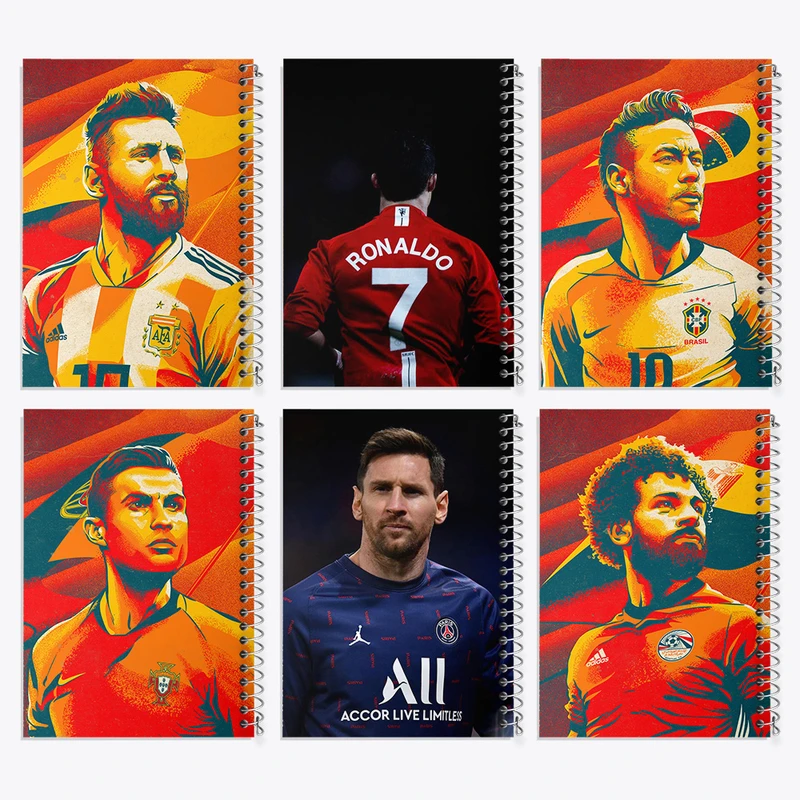 دفتر مشق 100 برگ خندالو طرح بازیکن فوتبال کد 922 مجموعه 6 عددی