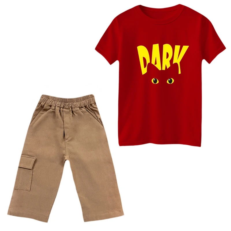ست تی‌شرت و شلوارک پسرانه مدل گربه تاریک
