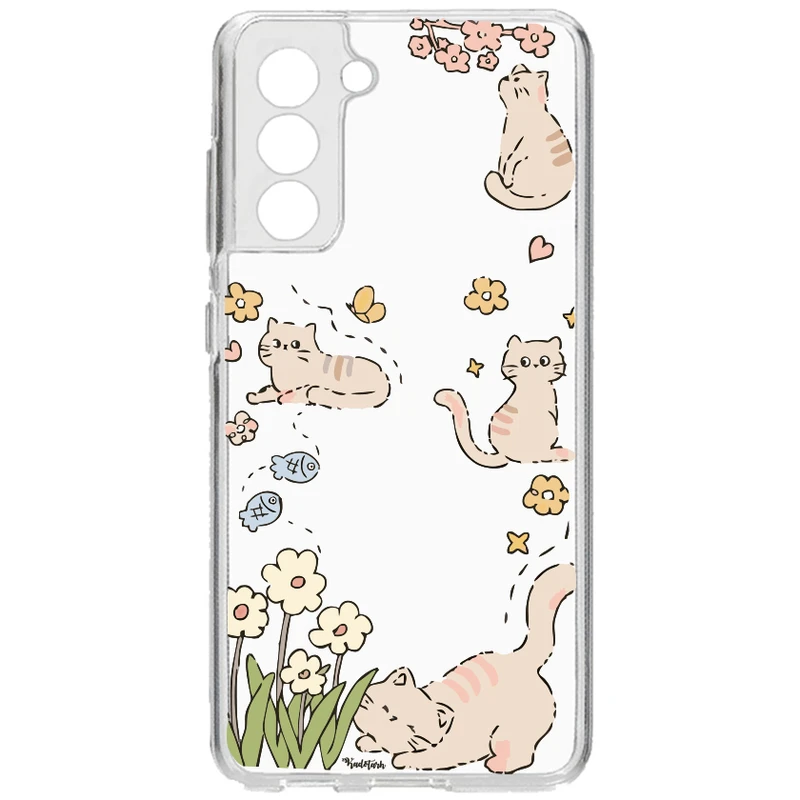 کاور طرح Cat & Flower مناسب برای گوشی موبایل سامسونگ Galaxy S21 Plus