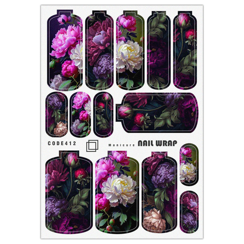 برچسب ناخن مدل نیل رپ گل کد 412