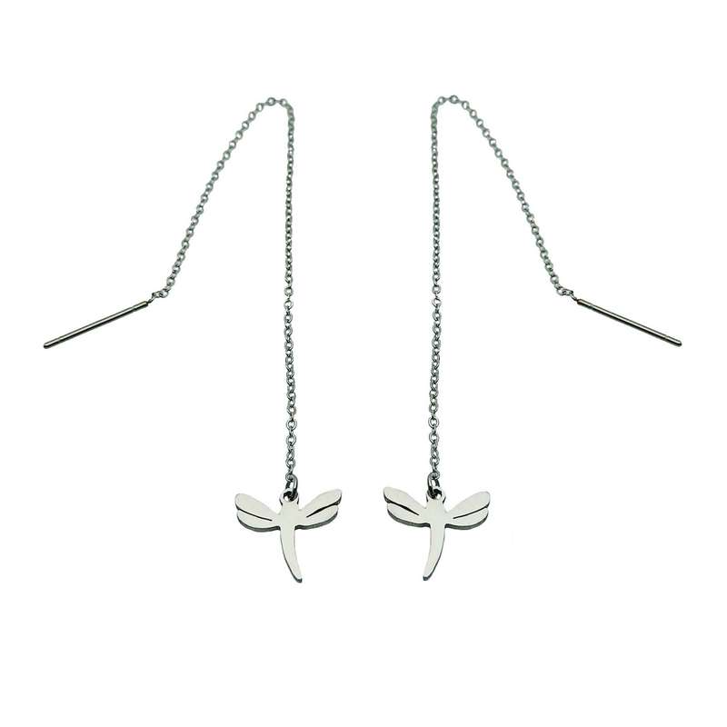 گوشواره زنانه مدل بخیه ای طرح سنجاقک کد 286GUZ