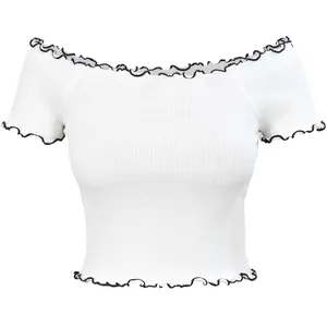 کراپ تی‌شرت آستین تا روی شانه زنانه دل آویز مدل H410