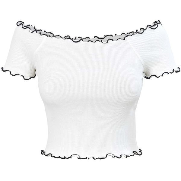 کراپ تیشرت آستین تا روی شانه زنانه دل آویز مدل H410