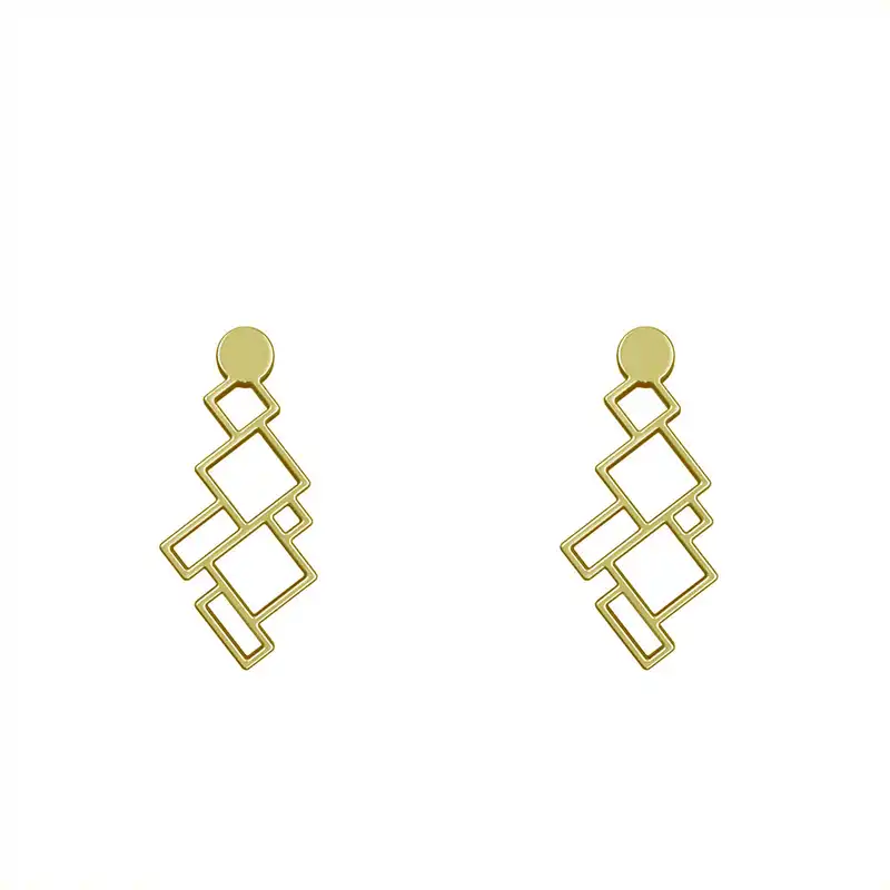 گوشواره طلا 18 عیار زنانه مدوپد مدل هندسی کد GA1-14997