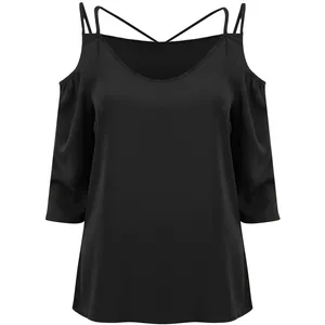 بلوز آستین کوتاه یقه دلبری زنانه شین مدل T77