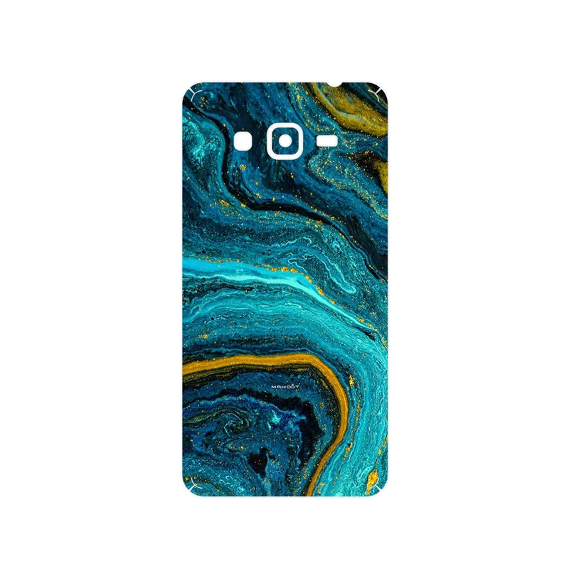 برچسب پوششی ماهوت مدل Turquoise marblewith golden streaks مناسب برای گوشی موبایل سامسونگ Galaxy Grand Prime