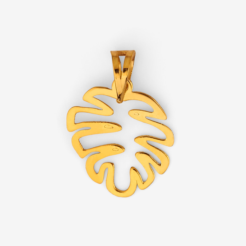 آویز گردنبند طلا 18 عیار زنانه نگین طرح برگ