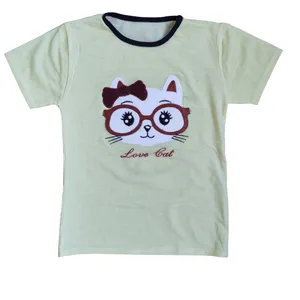 تی شرت آستین کوتاه دخترانه مدل گربه کد 2
