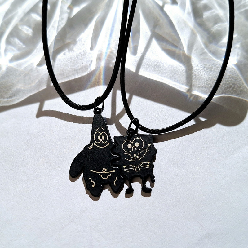 گردنبند دخترانه مدل باب اسفنجی و پاتریک بسته 2 عددی