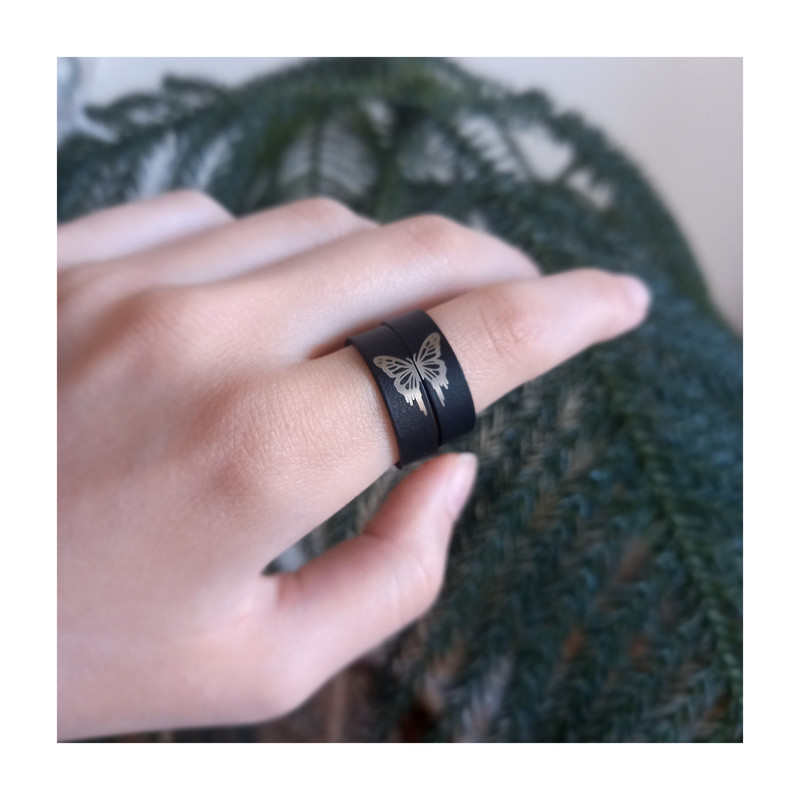 انگشتر طرح دوستی مدل پروانه مکمل بسته 2 عددی