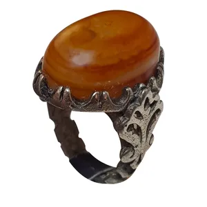 انگشتر نقره مردانه مدل عقیق سه پوست سلیمانی A3P114240