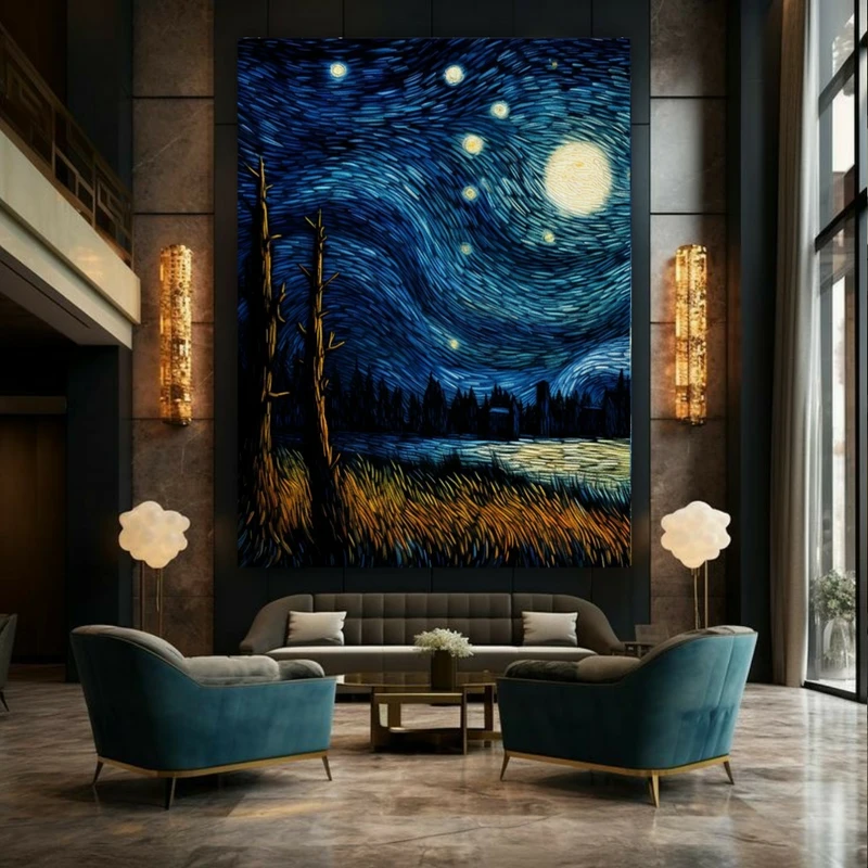 پوستر طرح بک لایت نقاشی ونگوک مدل شب انگیز کد BK22658