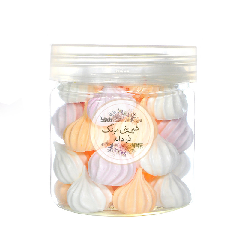 شیرینی مرنگ مخلوط در دانه طعم نارگیلی و پرتقالی و تمشک - 40 گرم