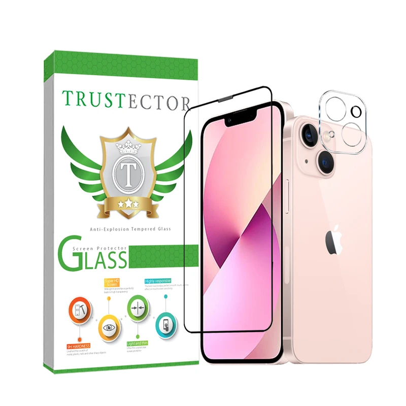 محافظ صفحه نمایش تراستکتور مدل MFUL3DTR مناسب برای گوشی موبایل اپل iPhone 13 به همراه محافظ لنز دوربین