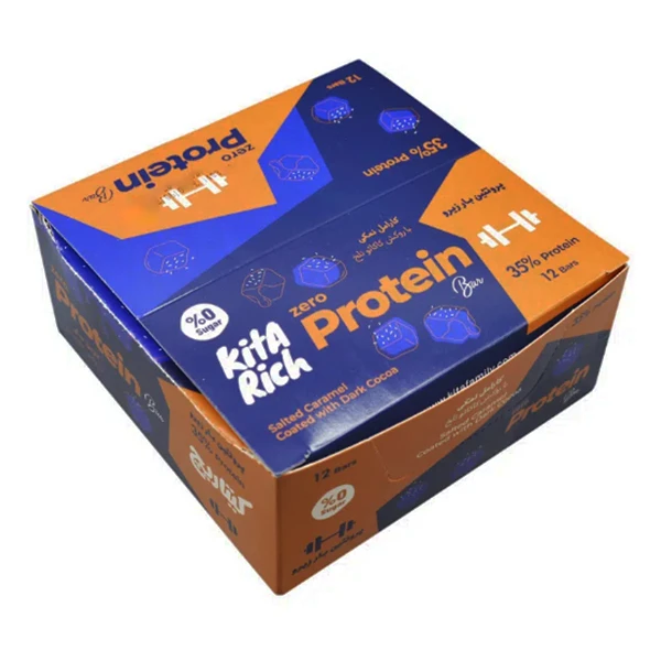پروتئین بار زیرو کارامل نمکی و شکلات تلخ کیتاریچ - 45 گرم بسته 12 عددی