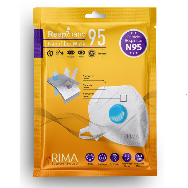ماسک تنفسی ریما مدل سوپاپدار نانو N95 کد N95-Whitee بسته 10 عددی ماسک تنفسی ریما مدل سوپاپدار نانو N95 کد N95-Whitee بسته 10 عددی