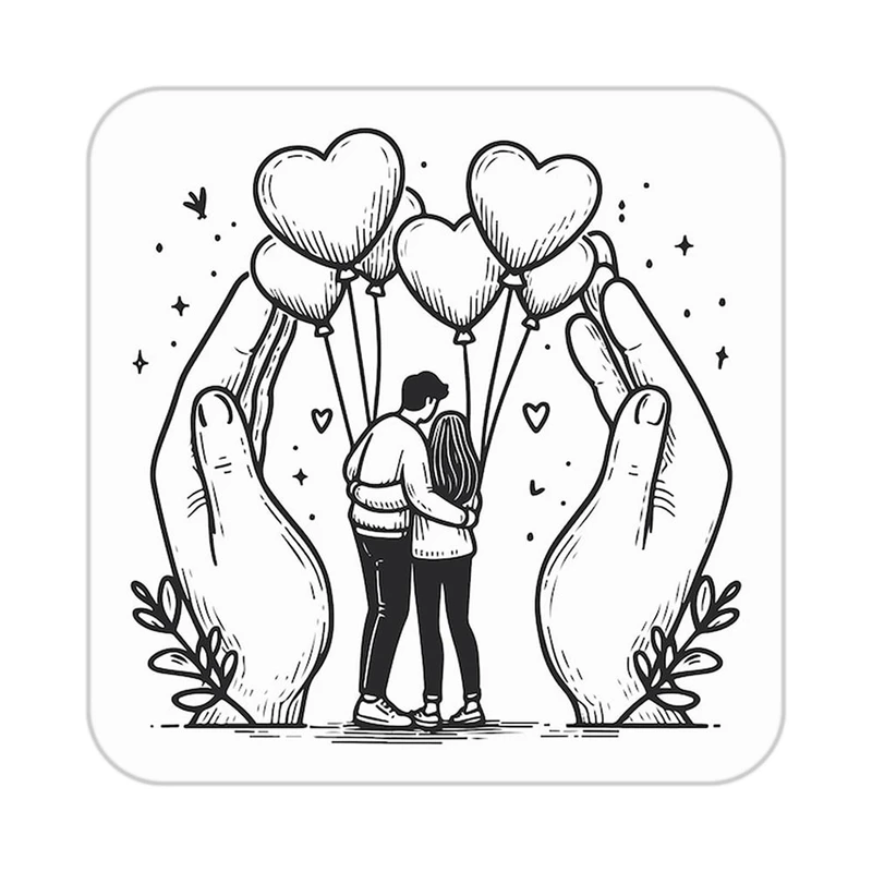 زیر لیوانی کاکتی طرح عاشقانه مدل mp40829