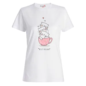 تی شرت آستین کوتاه زنانه کاندید اسپرت طرح گربه مدل 59