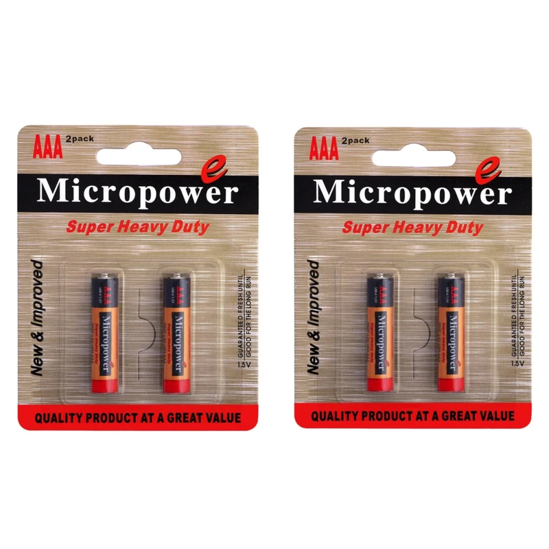 باتری نیم قلمی میکرو پاور مدل super heavy duty مجموعه 4 عددی