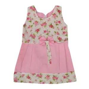 پیراهن دخترانه طرح گل رز کد A&S7173 رنگ صورتی