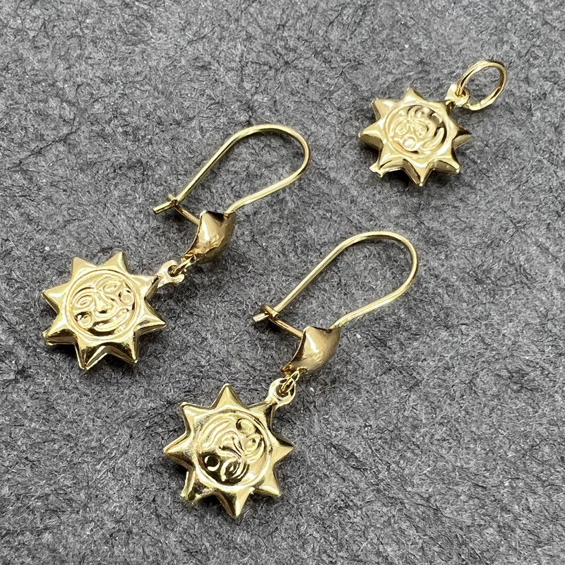 نیم ست طلا 18 عیار دخترانه دوست خوب مدل خورشید کد dk2013