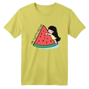 تی شرت آستین کوتاه بچگانه مدل دخترک یلدایی کد  14 رنگ زرد لیمویی