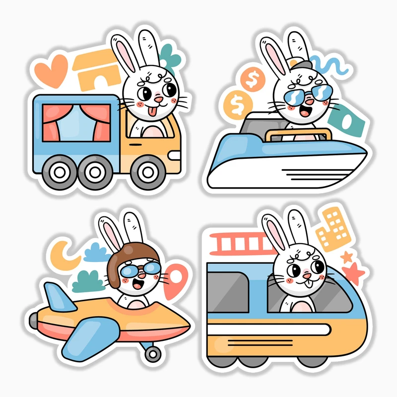 استیکر لپ تاپ و موبایل بووم طرح خرگوش کوچولو3 کد MR106 مجموعه 4 عددی