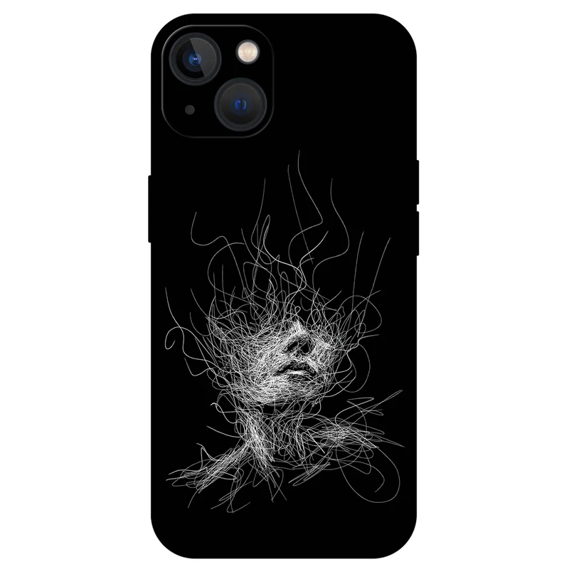 کاور مگافون طرح اسکچ صورت مدل 7423 مناسب برای گوشی موبایل اپل iPhone 13 mini