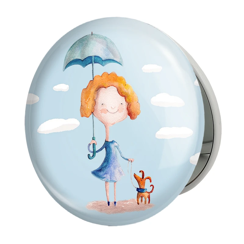 آینه جیبی خندالو طرح دخترونه مدل تاشو کد 6121 