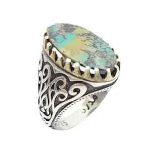 انگشتر نقره مردانه مدل فیروزه نیشابور کد 5846151