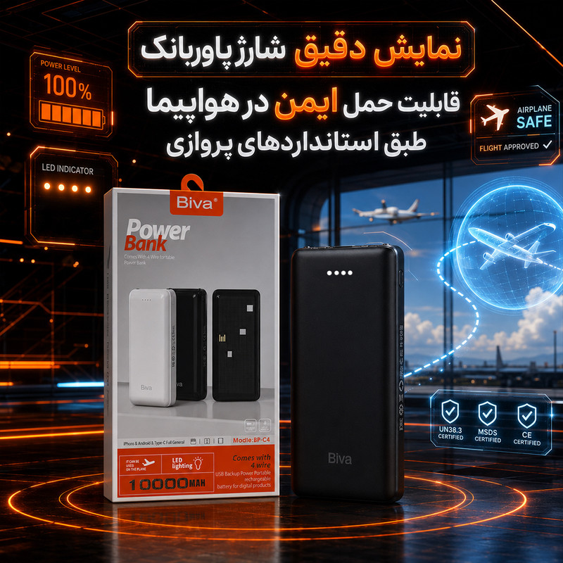 پاوربانک 10.5 وات بیوا مدل BP-04-ACCERIO ظرفیت 10000 میلی‌آمپرساعت