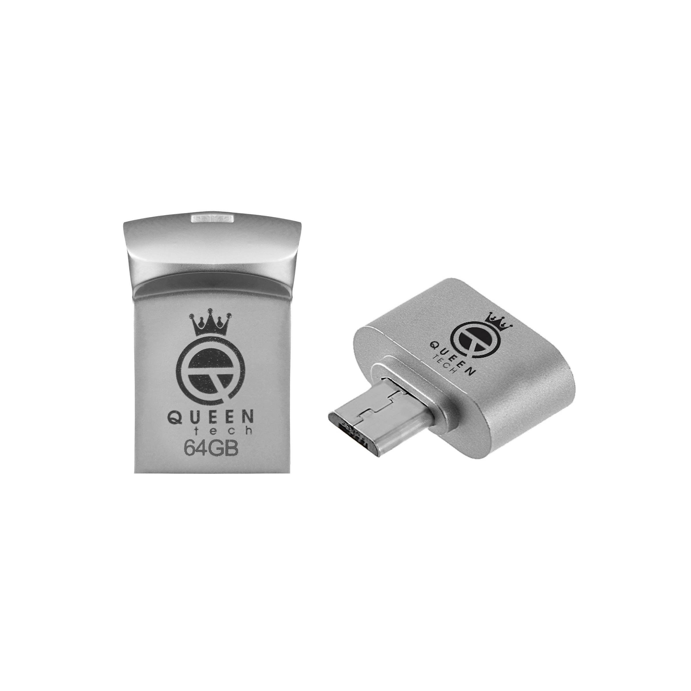 فلش مموری کوئین تک مدل STEP PLUS ظرفیت 64 گیگابایت به همراه مبدل Micro USB-OTG