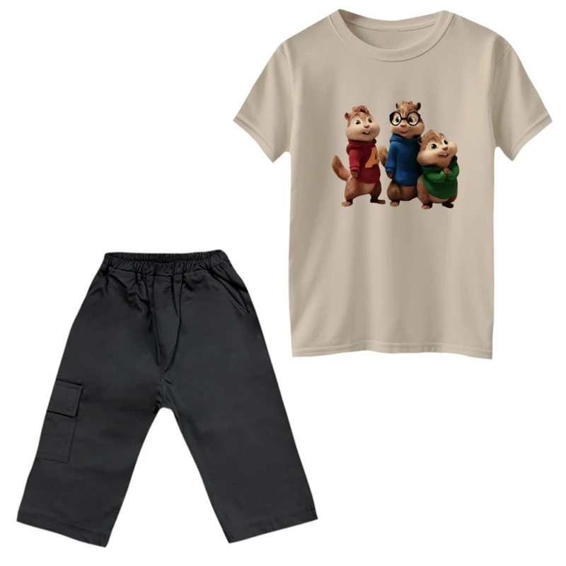 ست تی‌شرت و شلوارک پسرانه مدل آلوین کد 1