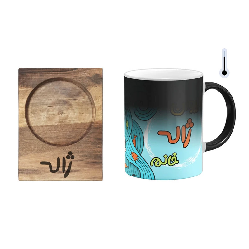 ماگ حرارتی گالری وبفر طرح پری دریایی مدل ژاله به همراه زیرلیوانی