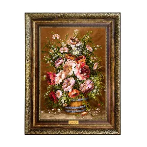 تابلو فرش ماشینی نقش نگار رضوی طرح گل کد 444KH