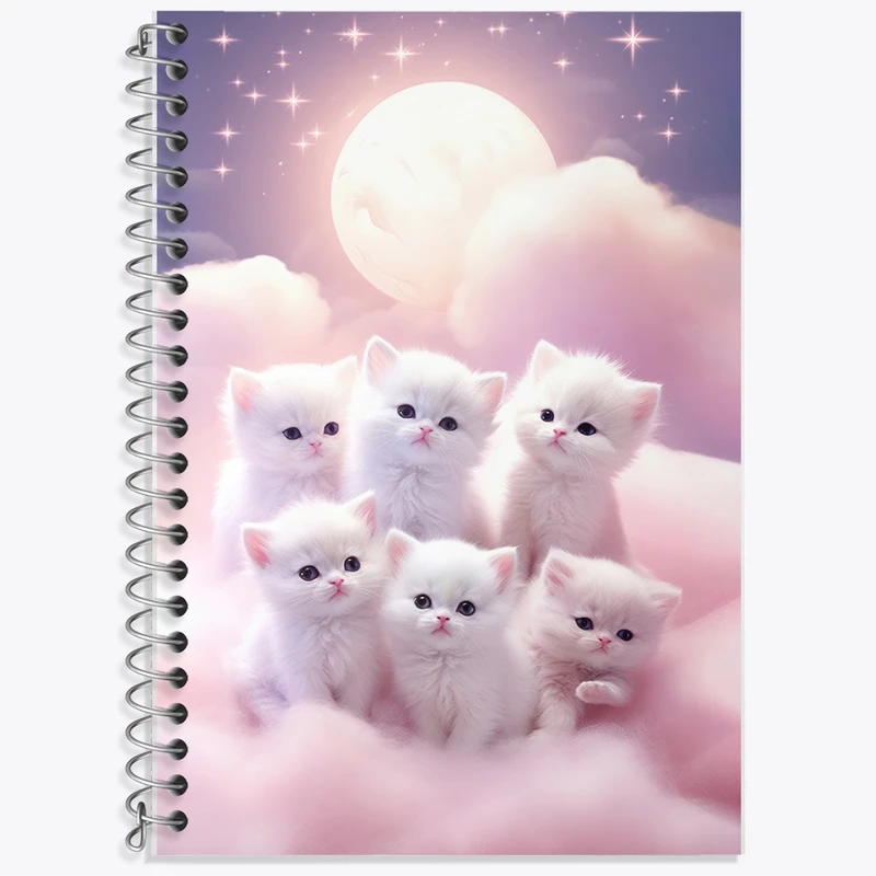 دفتر زبان 50 برگ خندالو مدل سه خط طرح گربه های کیوت کد F2708