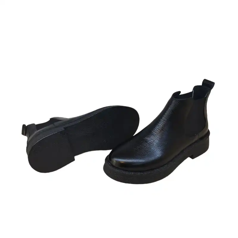 نیم بوت زنانه مدل فــــــرانک پفکی چرم طبیعی رنگ مشکی