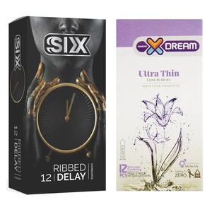 کاندوم سیکس مدل Ribbed Delay بسته 12 عددی به همراه کاندوم ایکس دریم مدل Ultra Thin بسته 12 عددی