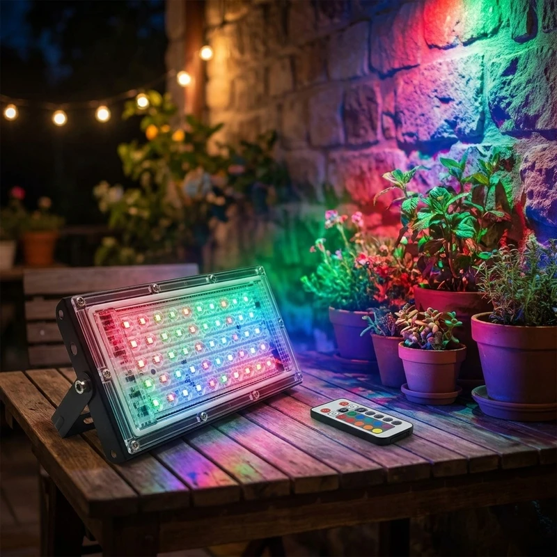 عکس شماره 2 : پروژکتور 50 وات نوراک مدل rgb چند رنگ ریموات دار