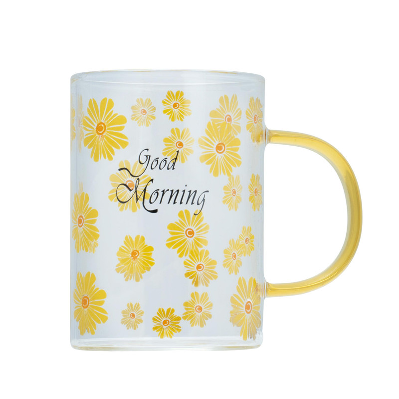 لیوان مدل پیرکس طرح Good morning گل دار