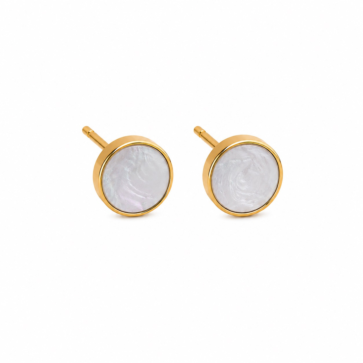 گوشواره میخی طلا 18 عیار زنانه زرلاین مدل دایره صدفی کد E-500160