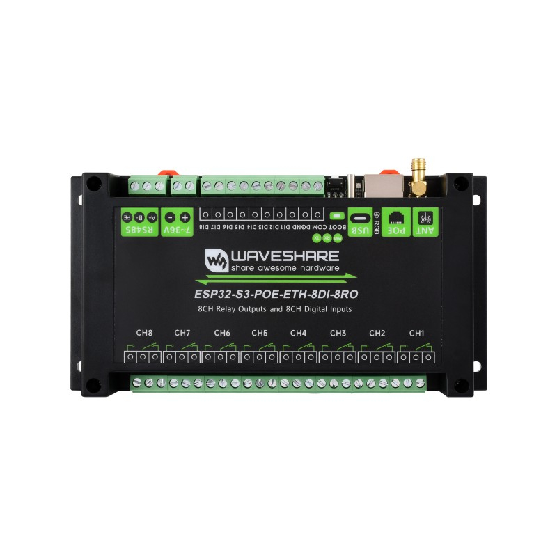 ماژول رله صنعتی ESP32-S3 ویوشیر مدل ESP32-S3-POE-ETH-8DI-8RO