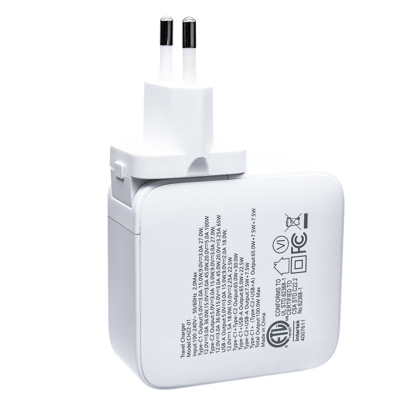 شارژر دیواری 100وات سه پورت تراسمی مدل CH22-03-(EU) 