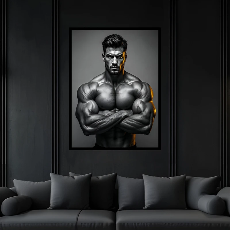 تابلو بکلیت طرح ورزشی بدنسازی تناسب اندام مدل B-bu7609 فریم مشکی