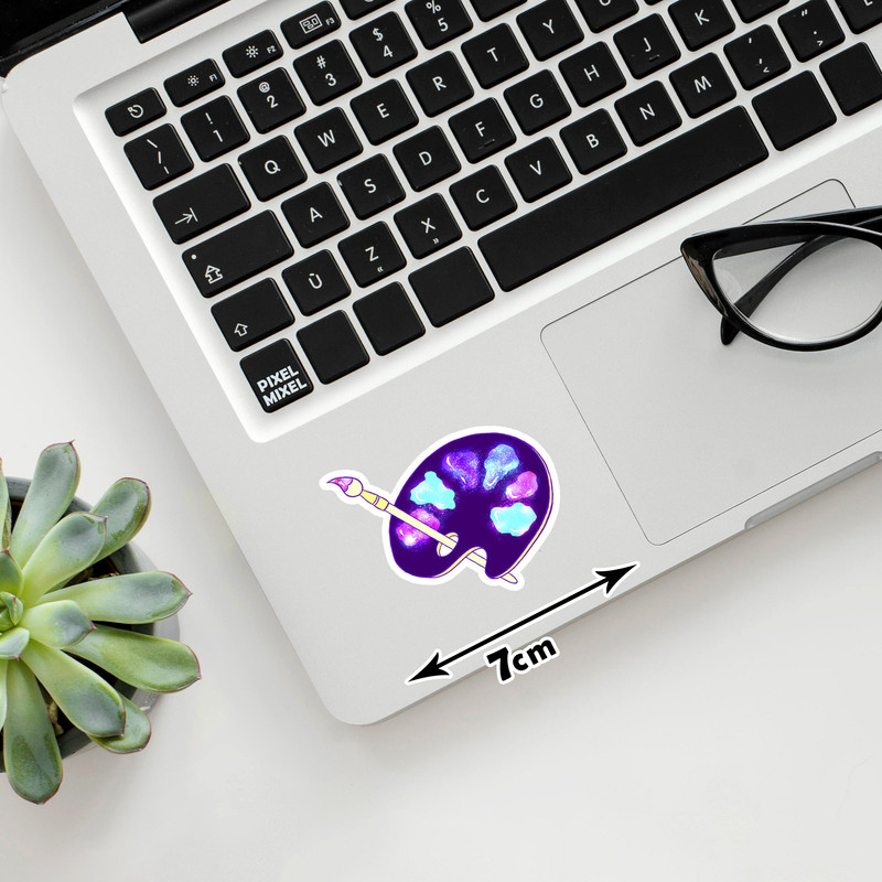 استیکر لپ تاپ پیکسل میکسل مدل پالت رنگ صورتی