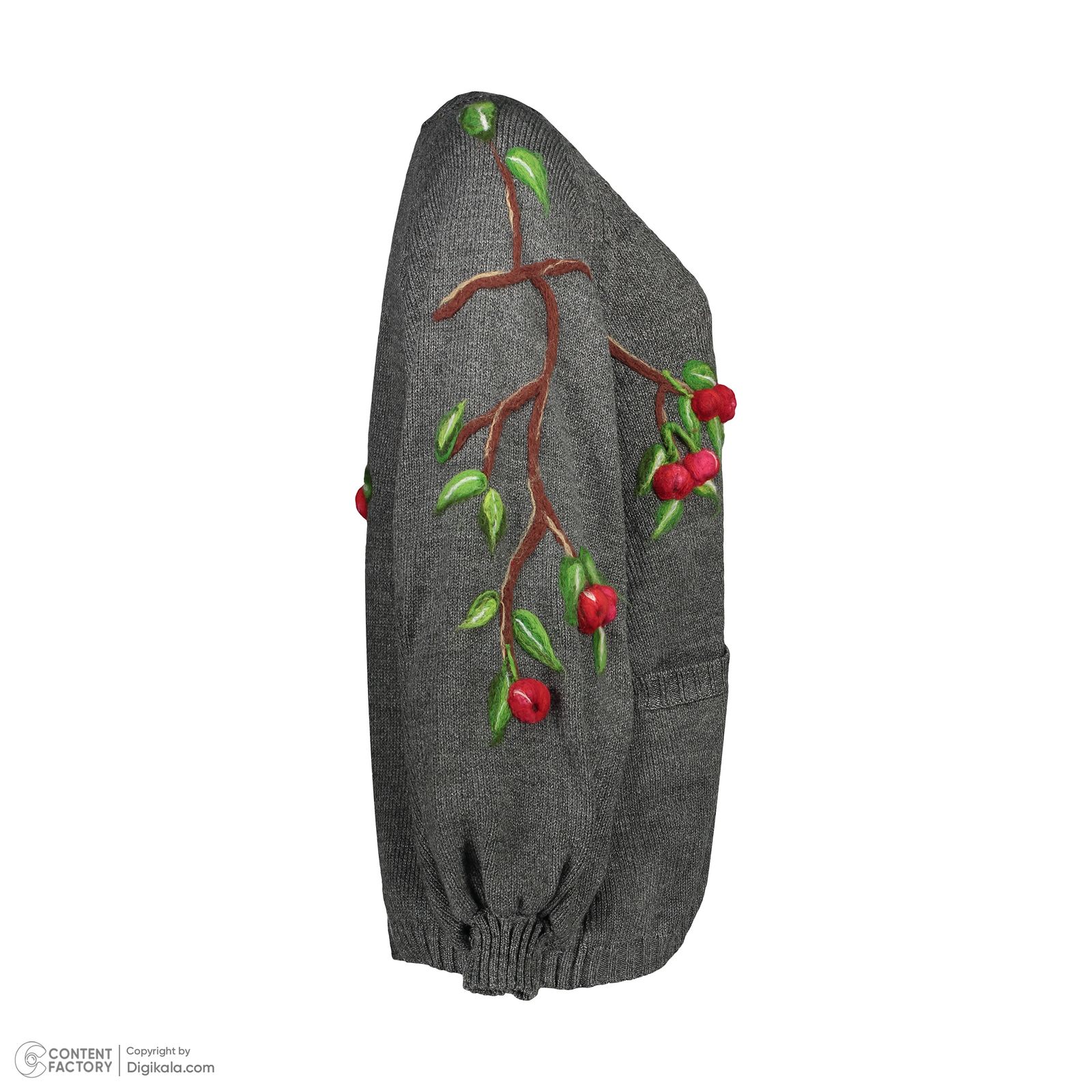 ژاکت زنانه گره استایل مدل گوشواره گیلاس  رنگ طوسی -  - 2