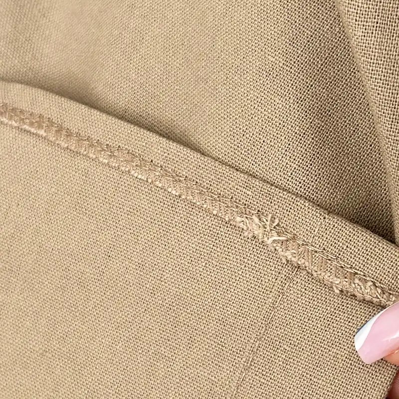 مانتو زنانه مدل لینن دکمه دار رنگ کرم